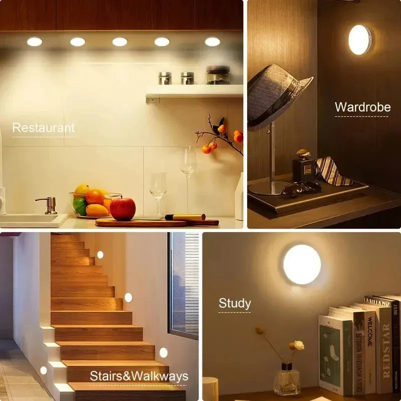1/3Pcs 8LED Motion Sensor Light Night Light USB Rechargeable Night Lamp for Kitchen Cabinet Wardrobe Lamp Staircase Closet Light