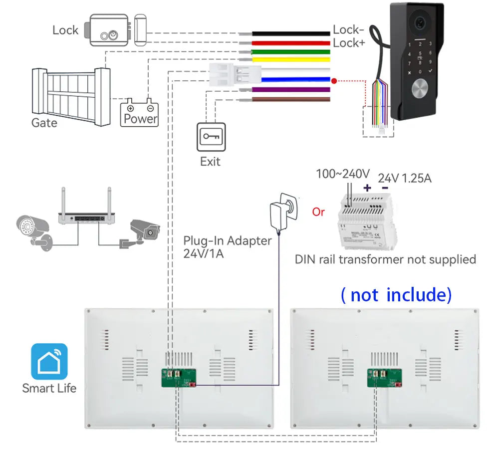 2-Wire Smart Video intercom doorbell 5G WiFi 7/10 inch Touch Screen 1080P Rainproof Camera Password Video Doorphone 5in1 Unlock