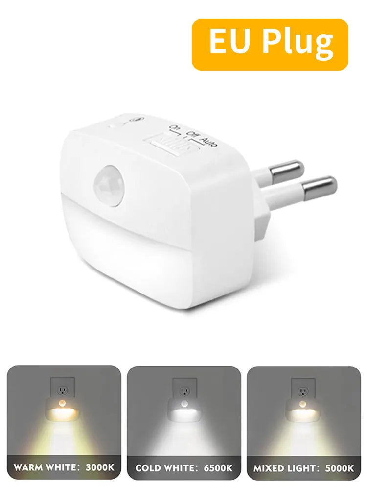Motion Sensor LED Night Light EU/US Plug in Socket 3 Modes Night Lamp For Room Kitchen Hallway Human Induction Emergency Lightin