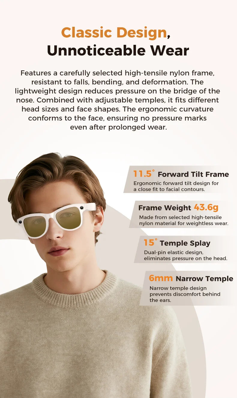 2026 New 32G Memory 800W 4K Camera Smart Glasses Men Photos&Videos 3600mAh Power Bank 120+Languages Translation AI Glasses Women