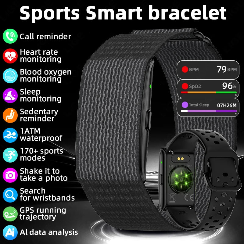 New GPS Trajectory AI Health Bracelet Heart Rate Blood Pressure HRV Monitor Call Reminder Smart Watch Sport Band Fitness Tracker