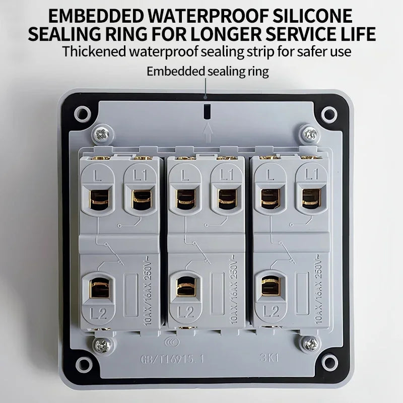 IP66 Rated Outdoor Wall Switch - Weatherproof Push Button, 1/2/3 Gang 16A for Home & Garden