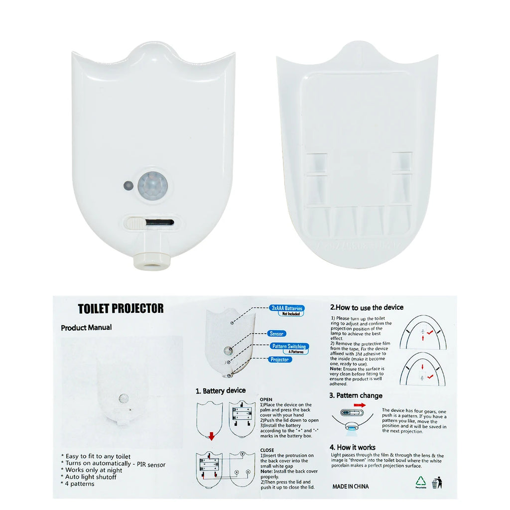Motion Sensor LED Backlight Toilet Projection Lamp Creative Toilet Mini Night Lamp Toilet Bowl Seat Sensor Lighting Lamp