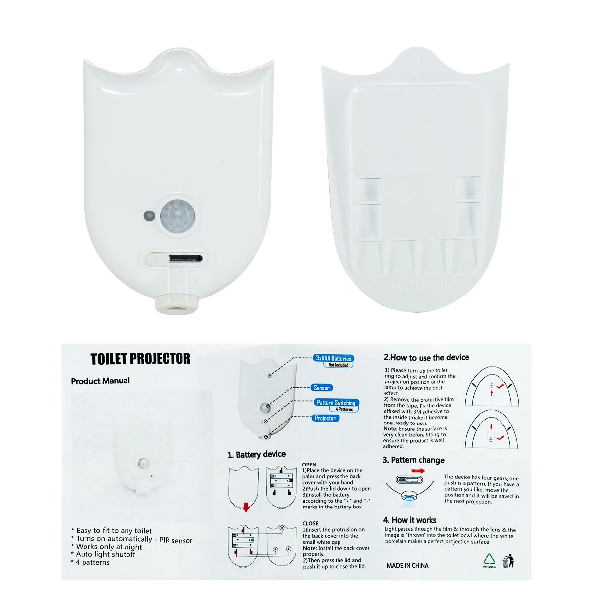 Motion Sensor LED Backlight Toilet Projection Lamp Creative Toilet Mini Night Lamp Toilet Bowl Seat Sensor Lighting Lamp