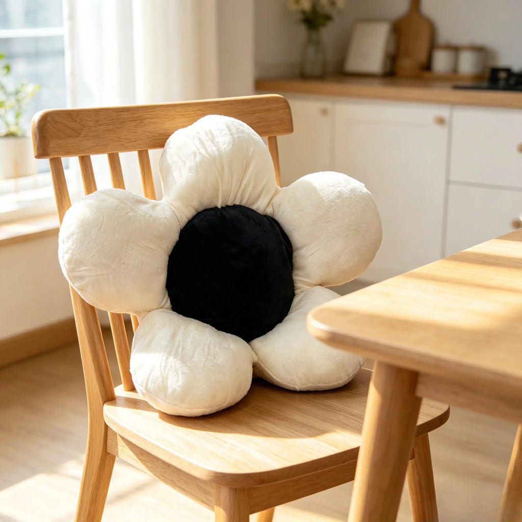 KKJOY Flower Plush Seat Cushion Car Waist Support Pillow Office Nap Backrest Sofa Decor Throw Cushion