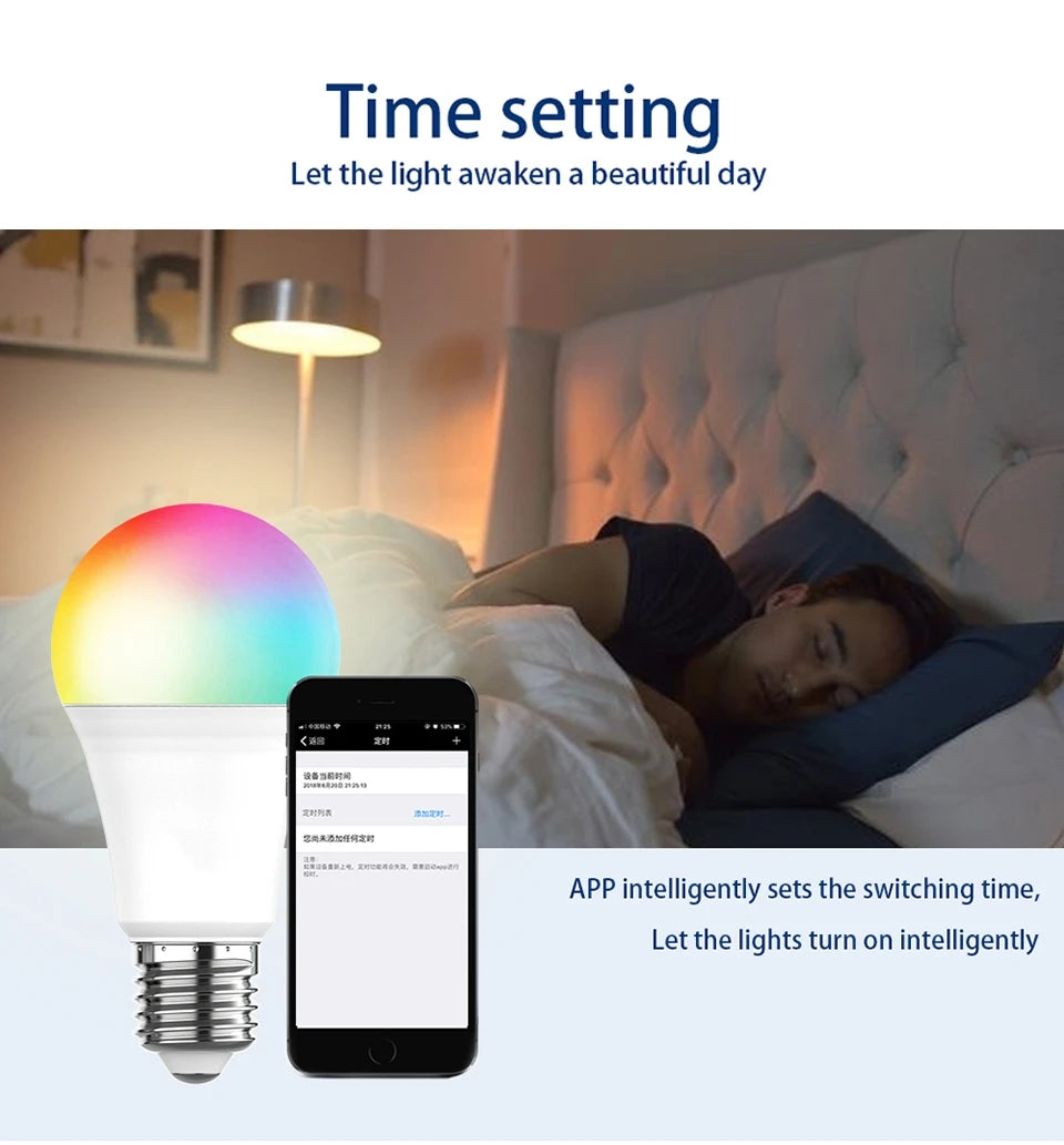 WiFi E27 Smart Dimmable Bulb RGBCW Colorful 220V LED Light App Adjust Bluetooth Support Alexa Google Home Voice Control