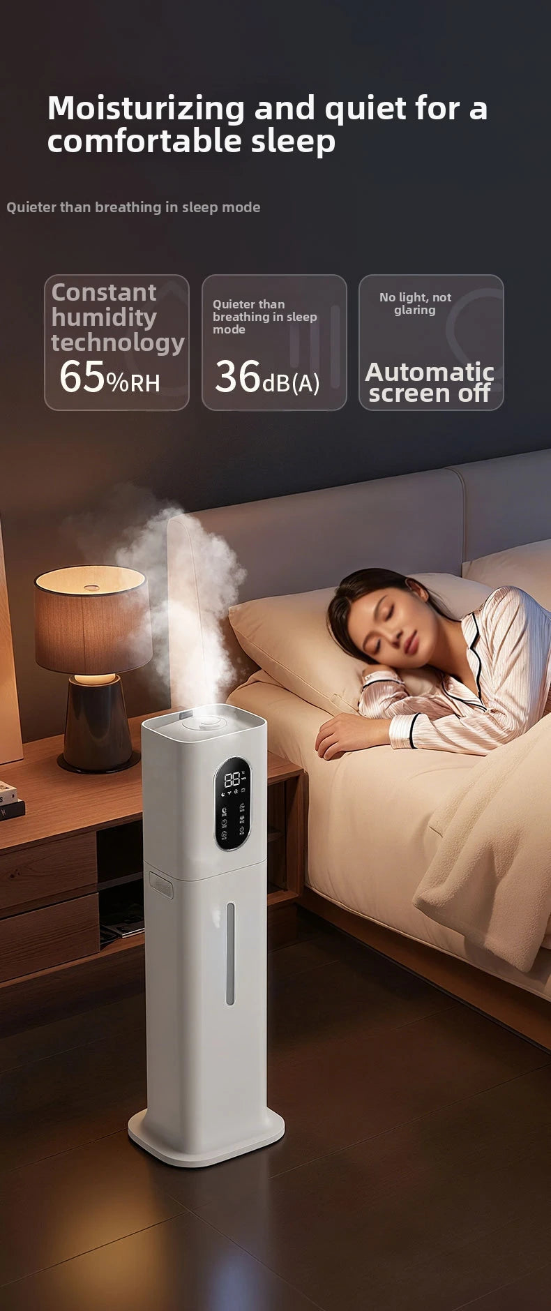 8L Smart Humidifier for Large Room, Ultra Quiet Mist Cooler with Auto Humidity Control, 360° Nozzle, Timer - Ideal For Home
