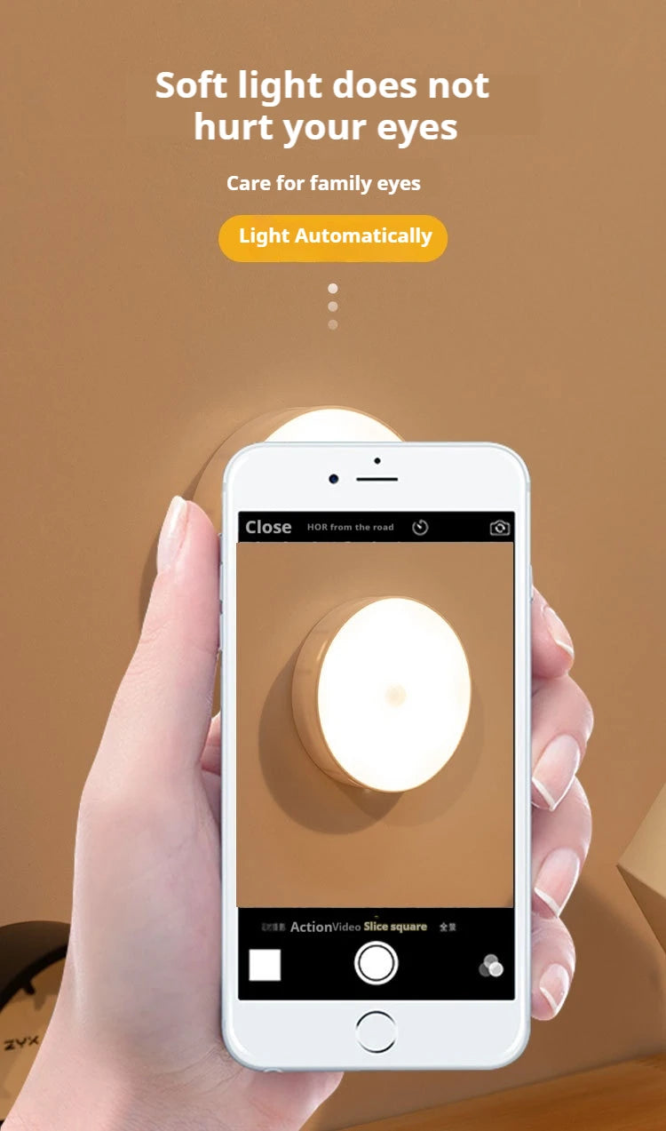 Type-C Motion Sensor Light Rechargeable Light Lamp Bedside LED Night Light for Stairs Hallway Cabinet Closet Bedroom Nightlight