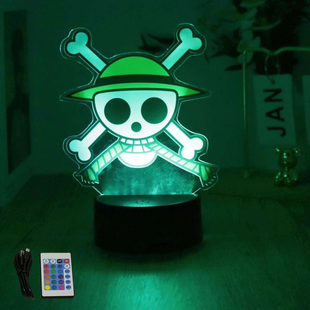 LED Night Light Anime Figure One Piece Luffy Zoro Figures Lamp PVC Action Collection Bedside Table Decoration Kid Christmas Gift