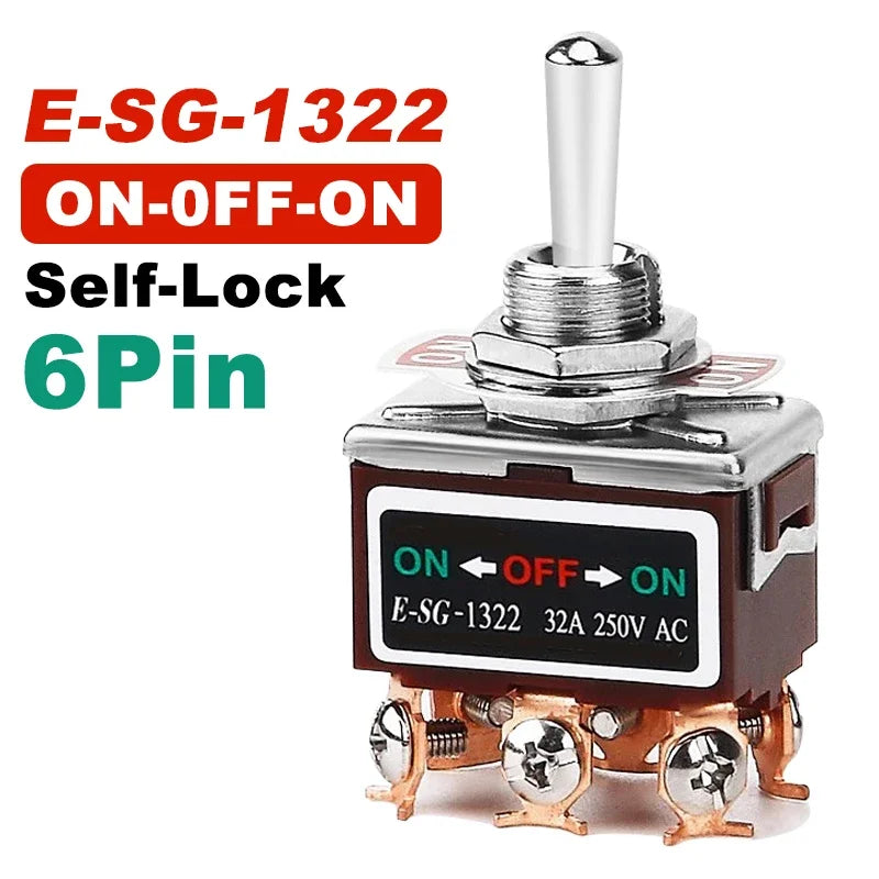 Copper Pin High Current Toggle Switch 2/3/4/6/8/9/12Pin Self Locking Rocker Switch E-SG-1321/1322/1021/1121/123/223