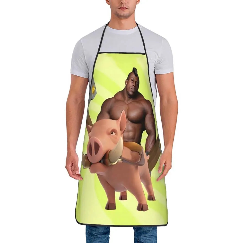 1pc  Funny Meme Barbarian Hog Rider Kitchen Apron for Home Cooking BBQ Party Decor