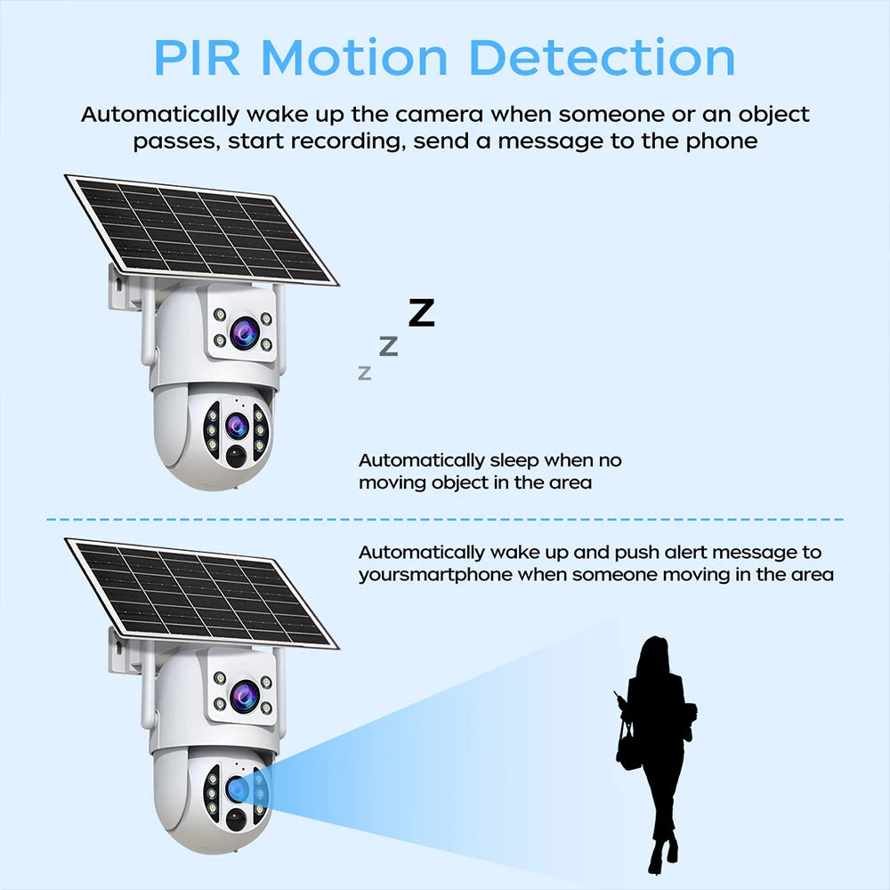 JOOAN 4K 6MP WiFi Surveillance Camera Solar Outdoor CCTV Camera With Solar Panel Dual Lens PTZ IP Cam Security Protection