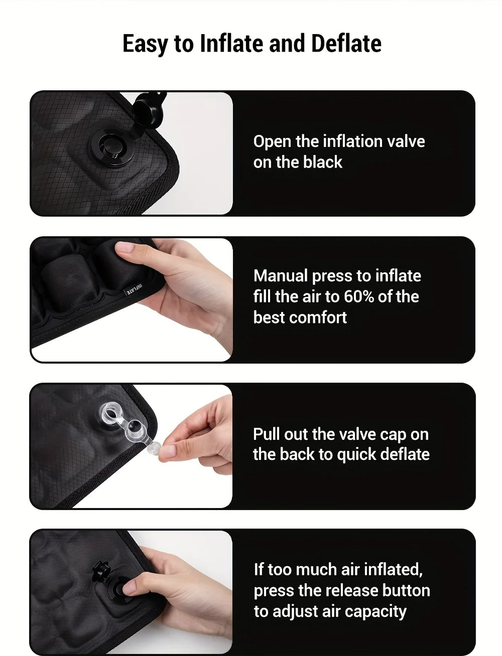 3D Ergonomic Cushion Designed for Extended Sitting Suitable for Office Chairs Car Seats Featuring Adjustable Inflatable Design
