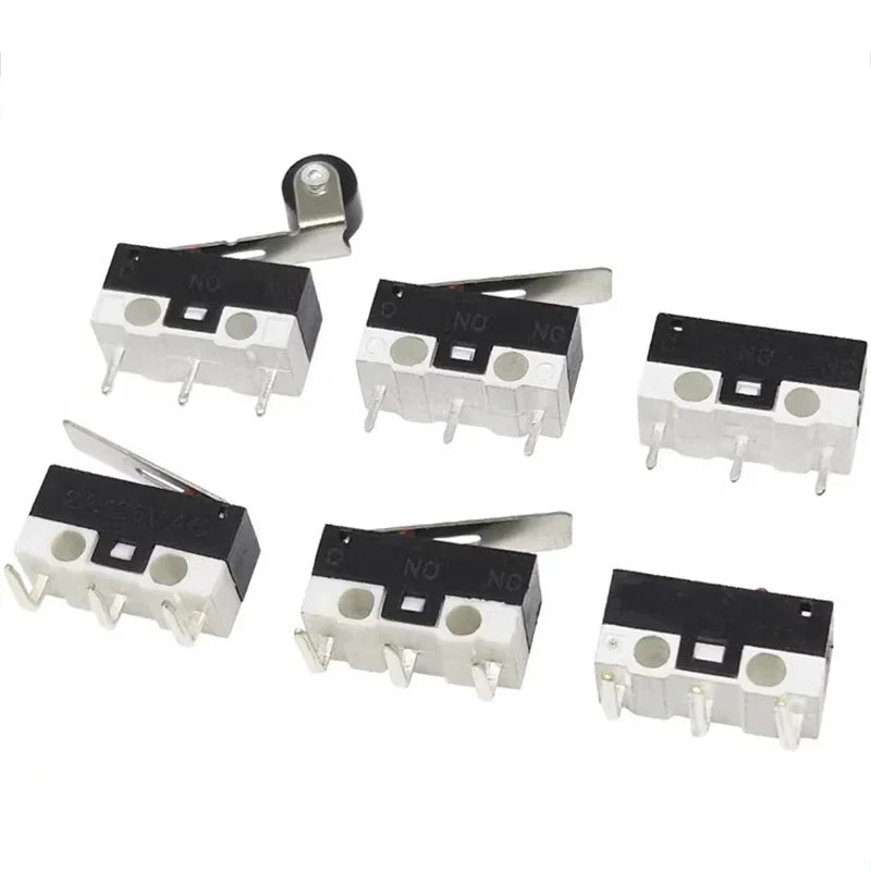 20PCS Mini Micro Limit Switch C NO NC 3 Pins PCB Terminals SPDT 1A 125V Roller Arc lever Snap Action Push Micro Mouse switches