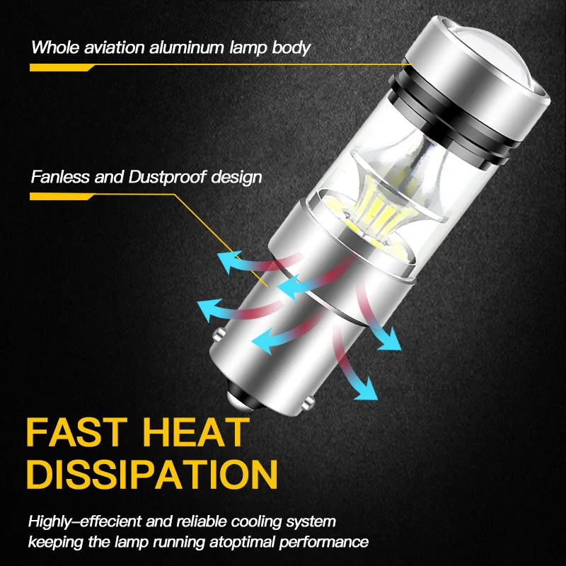 2pcs For VW T5 T5.1 T6 Transporter LED Daytime Running Light DRL Bulb Lamp Canbus No Error P21W BA15S 1156