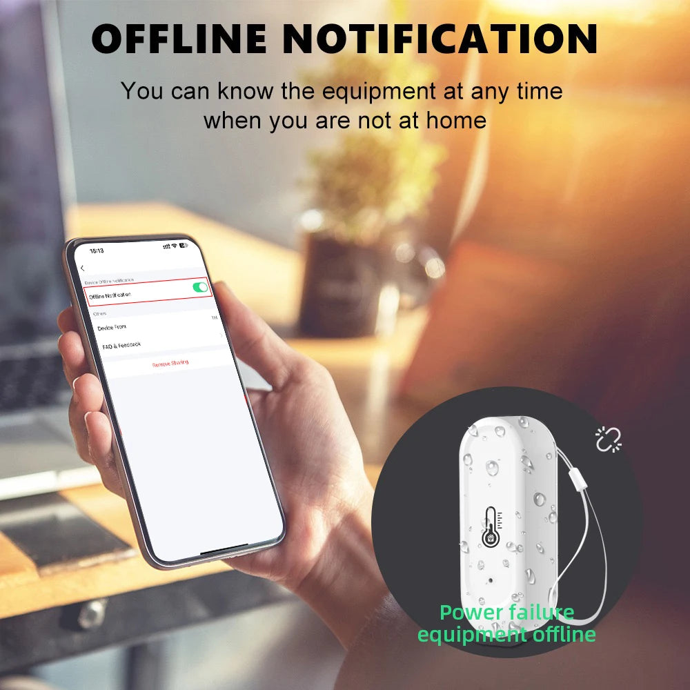 Tuya  Indoor or IP65 Waterproof Outdoor WiFi Temperature Humidity Sensor Home Thermometer Compatible For Alexa Google Home Voice