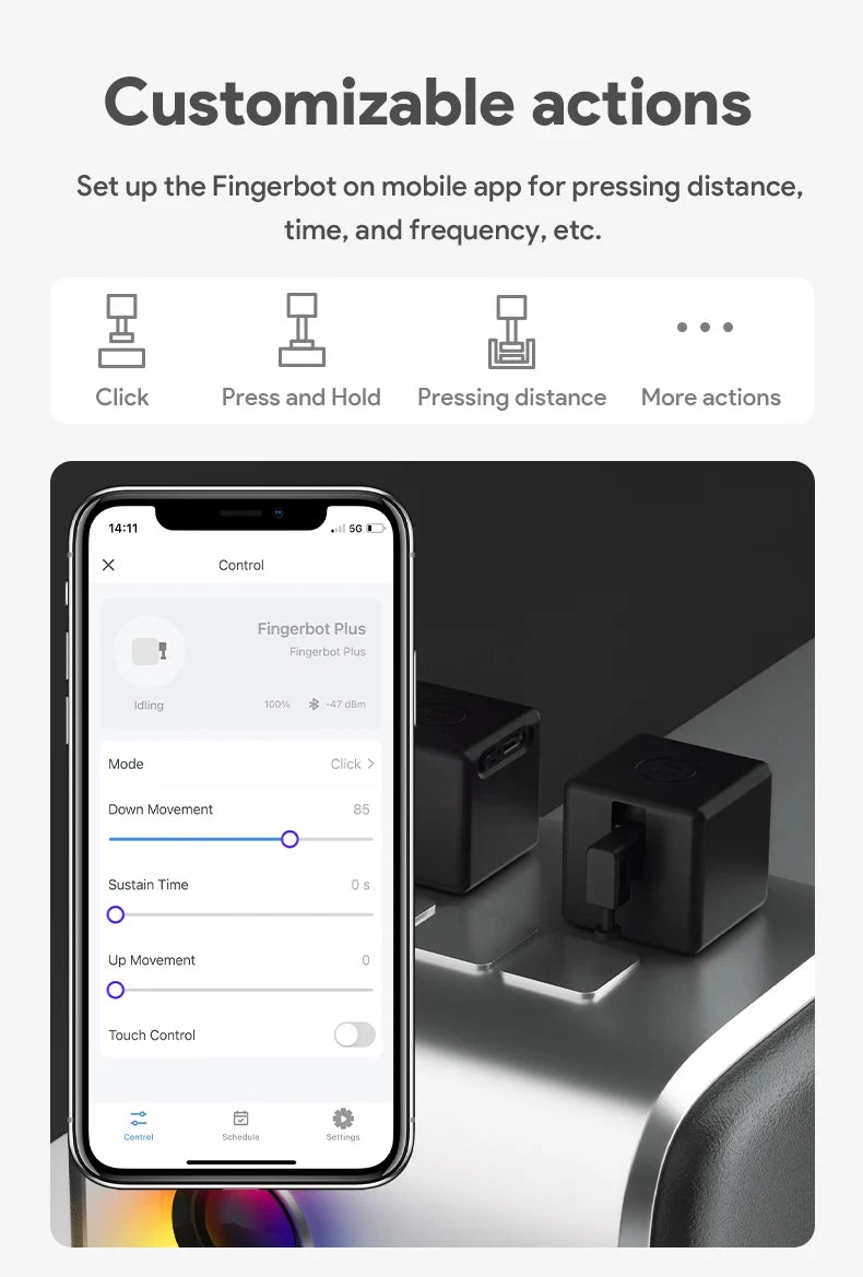 Tuya Zigbee Bluetooth Smart Touch Fingerbot Plus USB Rechargeable Switch Button Pusher Arm Fingerbot Via Alice Alexa Google Home