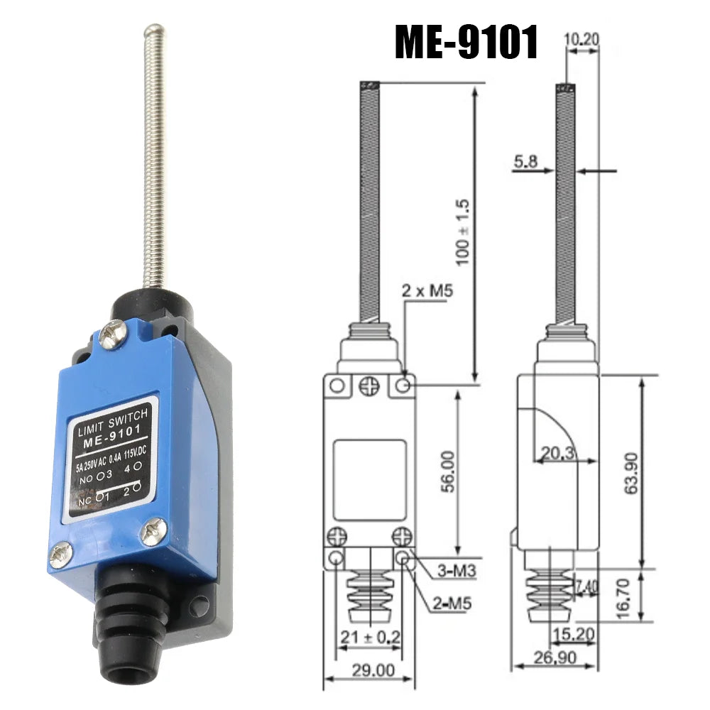 ME-8104 ME-8107 ME-8108 ME-8111 ME-8112 ME-8166 -8169 Limit Switch Rotary Adjustable Roller Lever Arm Travel Switch AC250V NO NC