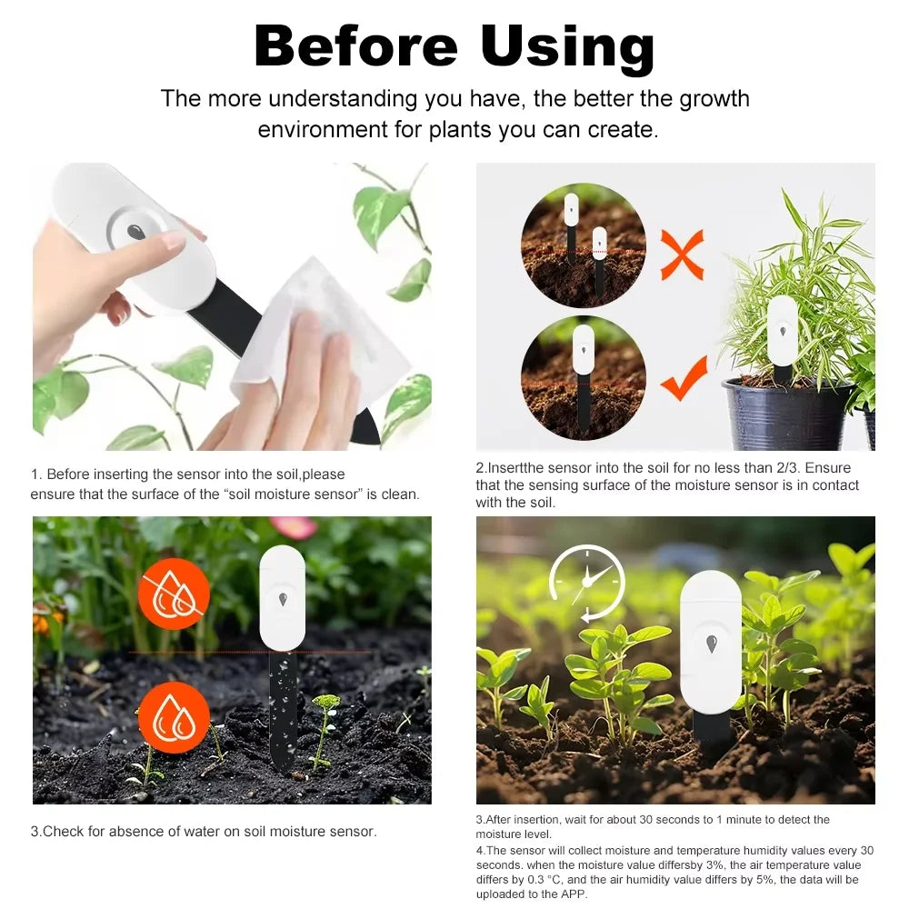 Tuya ZigBee Soil Moisture Tester Humidity Meter Farm Lawn Plants Flower Soil Monitor Sensor Hygrometer Convenient Gardening Tool