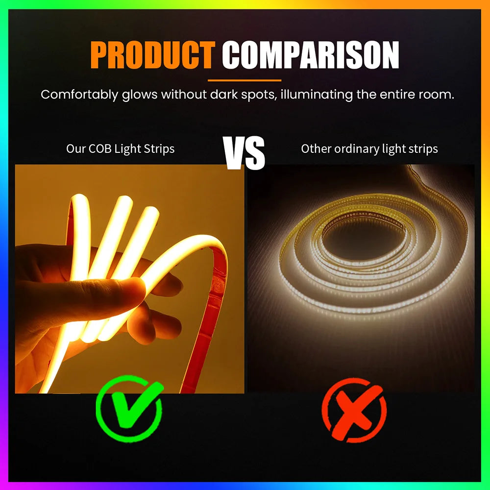 IP68 Waterproof COB LED Neon Strip Light 5m 10m 15m 20m 0.5m 12V 24V 320LED Flexible Tape Silicone Tube Lamp Liner Lighting RA90