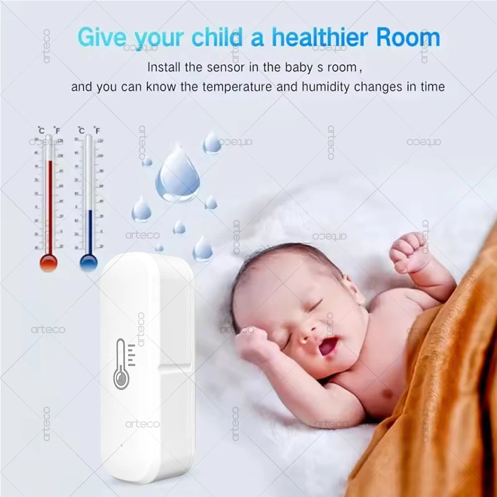 Smart ZigBee Temperature And Humidity Sensor App Monitoring Indoor Mini Hygrometer Thermometer Works With Alexa Home Assistant