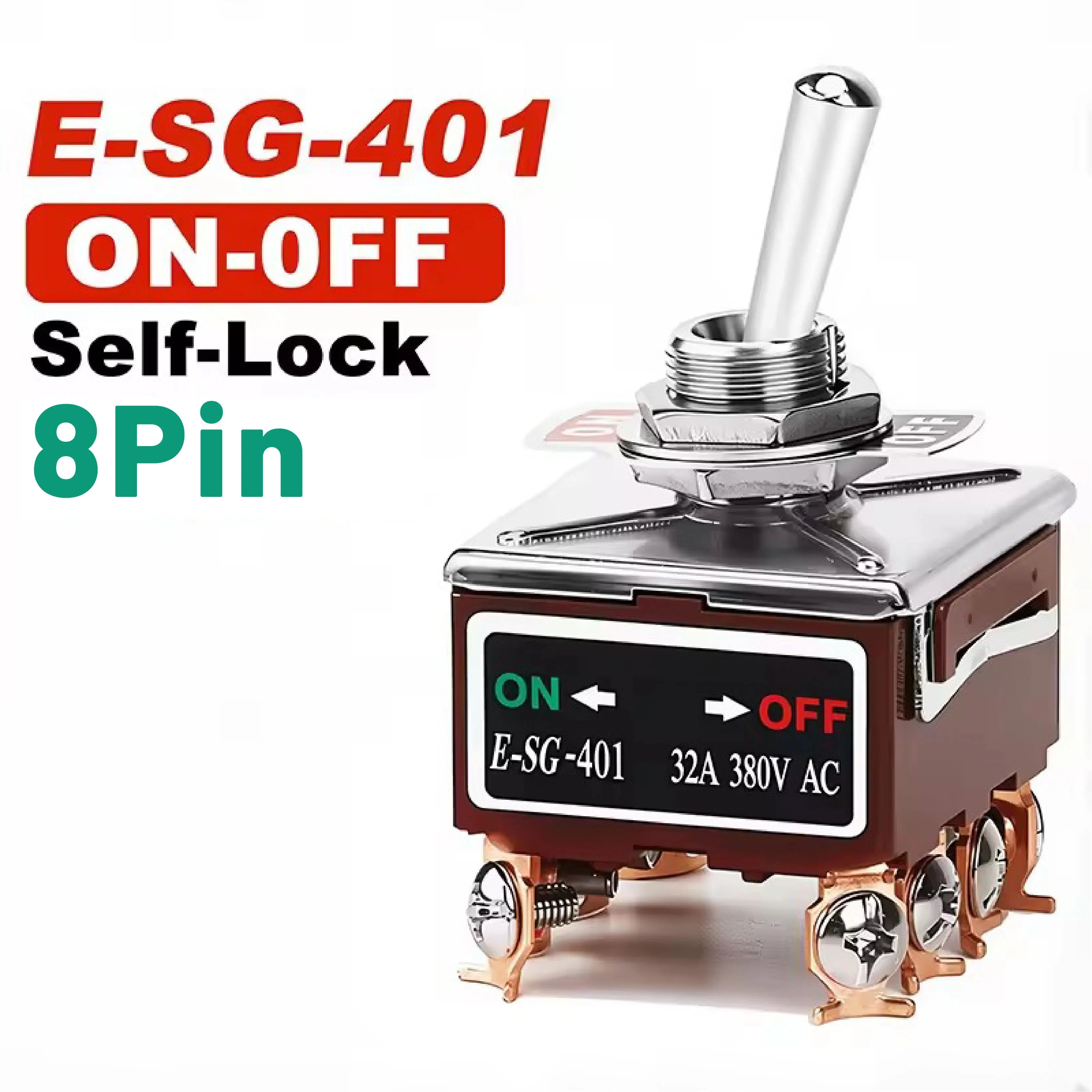 Copper Pin High Current Toggle Switch 2/3/4/6/8/9/12Pin Self Locking Rocker Switch E-SG-1321/1322/1021/1121/123/223