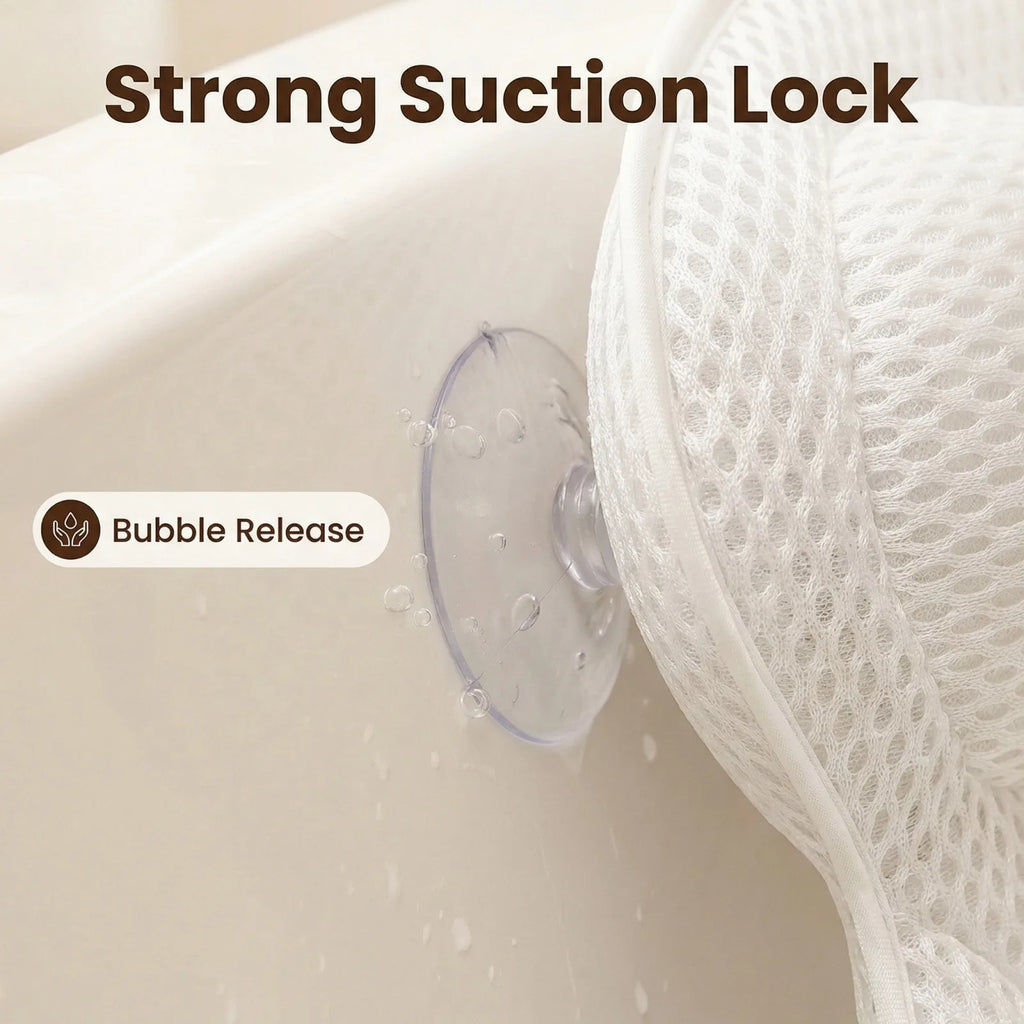 Bathtub Pillow for Tub, Bath Pillow for Neck & Back Support with Strong Suction Cups, Soft Spa Bath Pillow