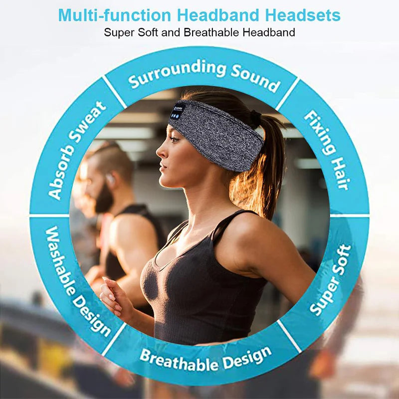 Wireless Bluetooth Music Eye Mask Sports Headband Anti-noise Headphones Talk Running Yoga Music Headwear Wireless Sleep Headphon