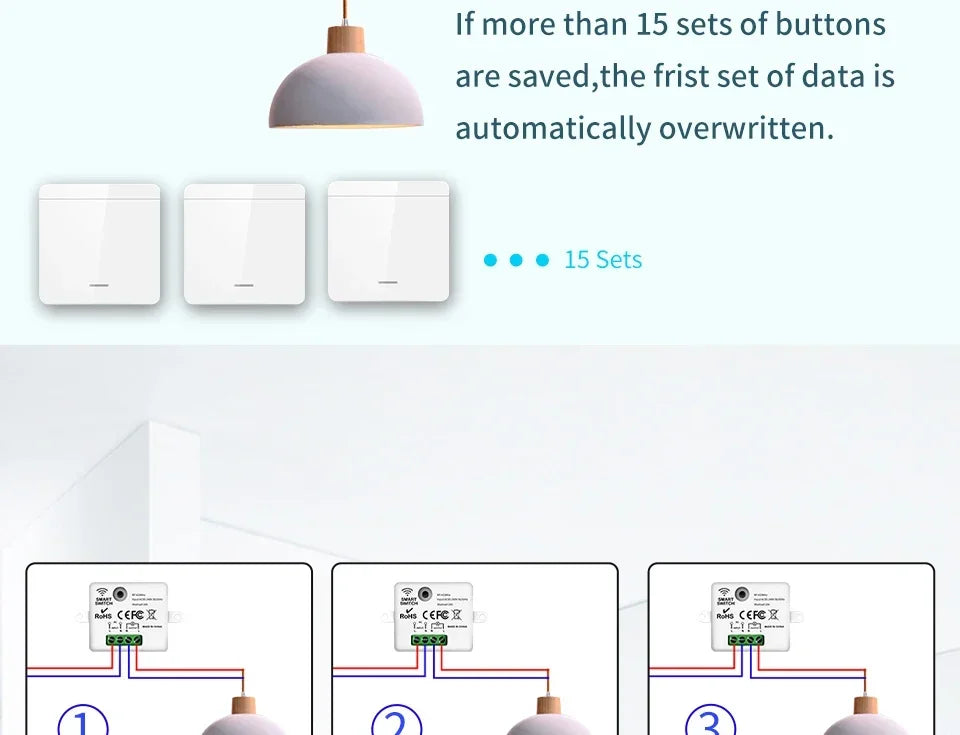 Wireless Light Wall Switch Relay Receiver RF 433Mhz 10A 110V 220V 1/2/3Gang Panel Switch Remote Control Interruptor for LED Lamp