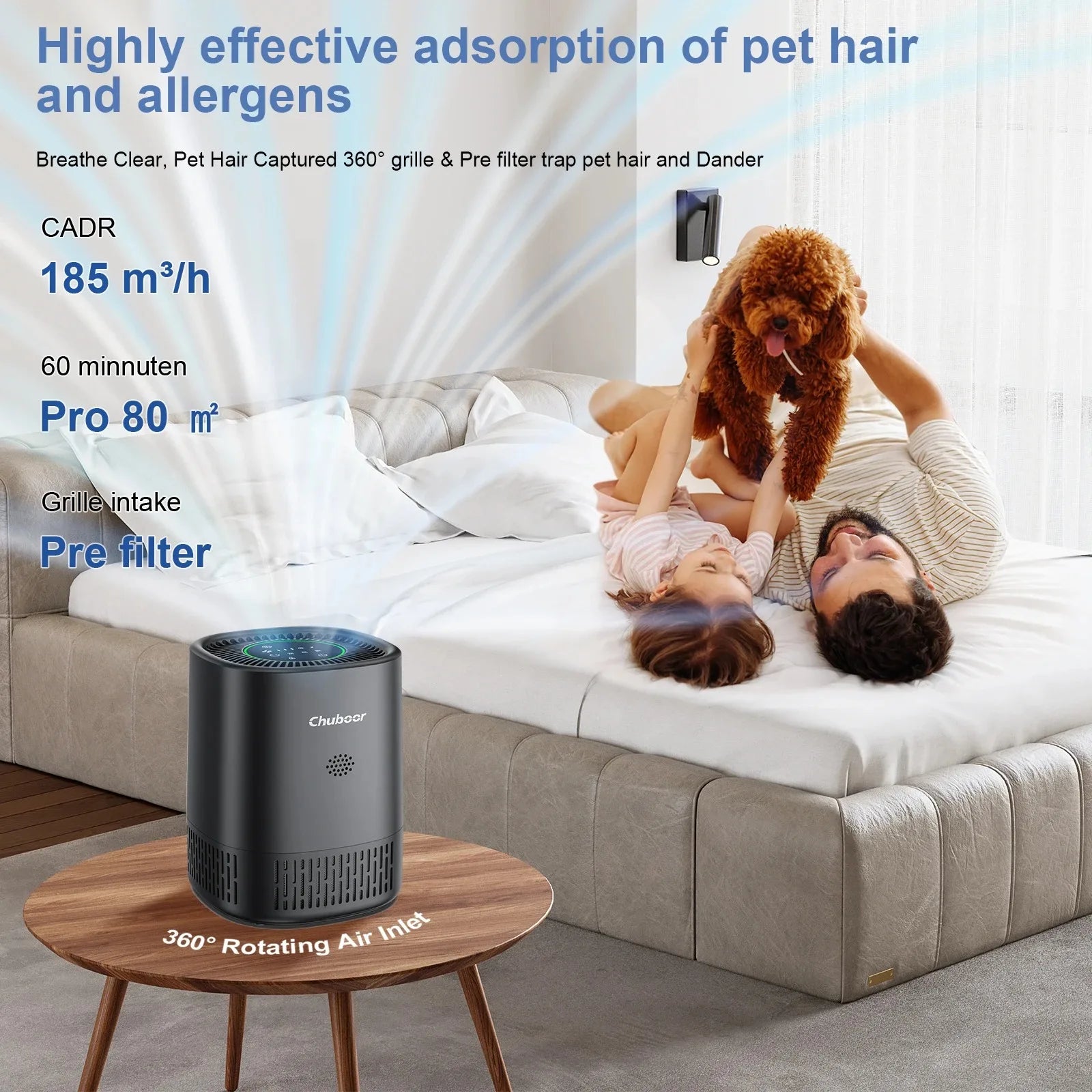 Mi Smart WiFi Pet Air Purifier for Bedroom ,Filter Cleaner H13 True HEPA Filter Smoke Allergies Pet Dander Odor Dust, Office