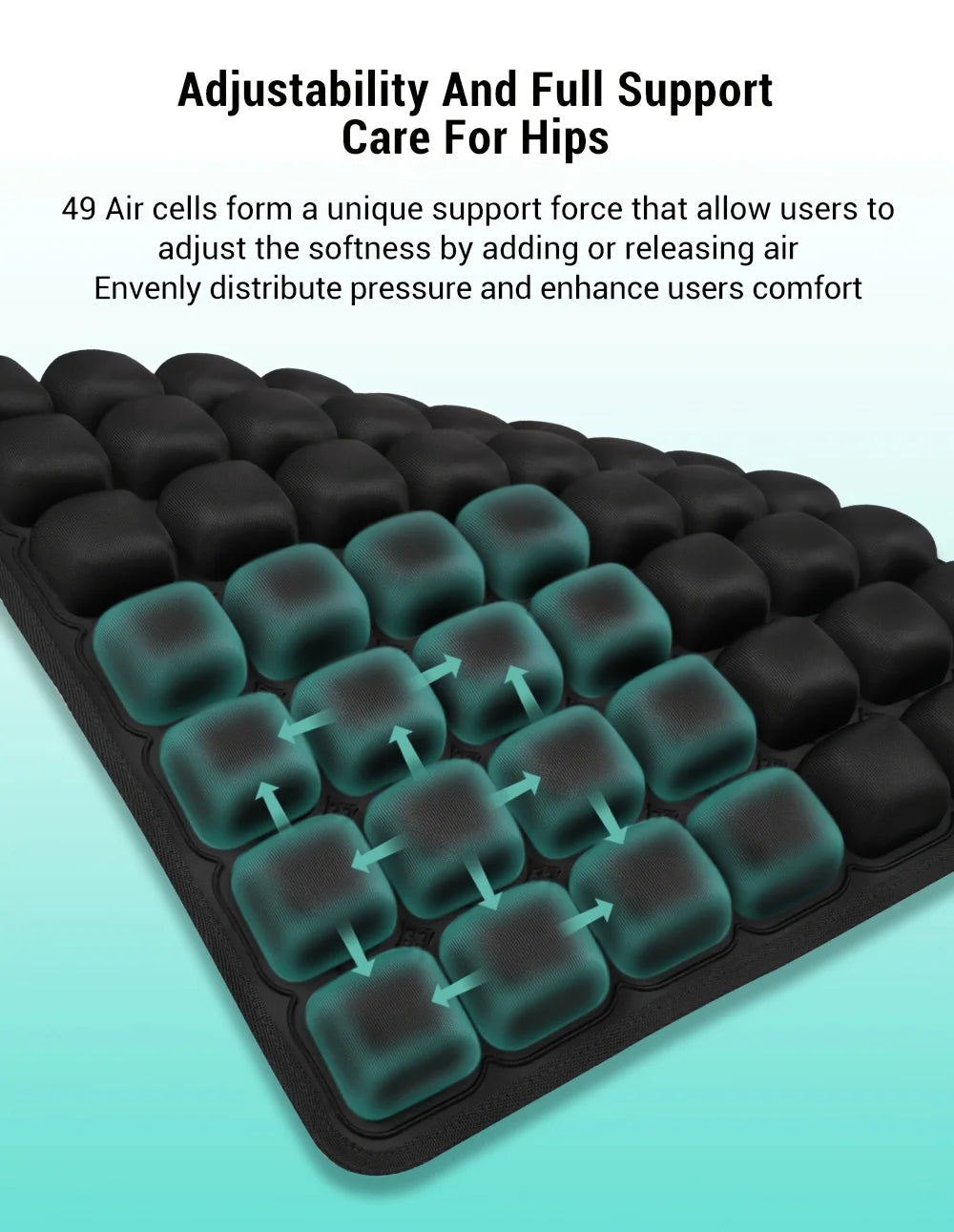 3D Ergonomic Cushion Designed for Extended Sitting Suitable for Office Chairs Car Seats Featuring Adjustable Inflatable Design