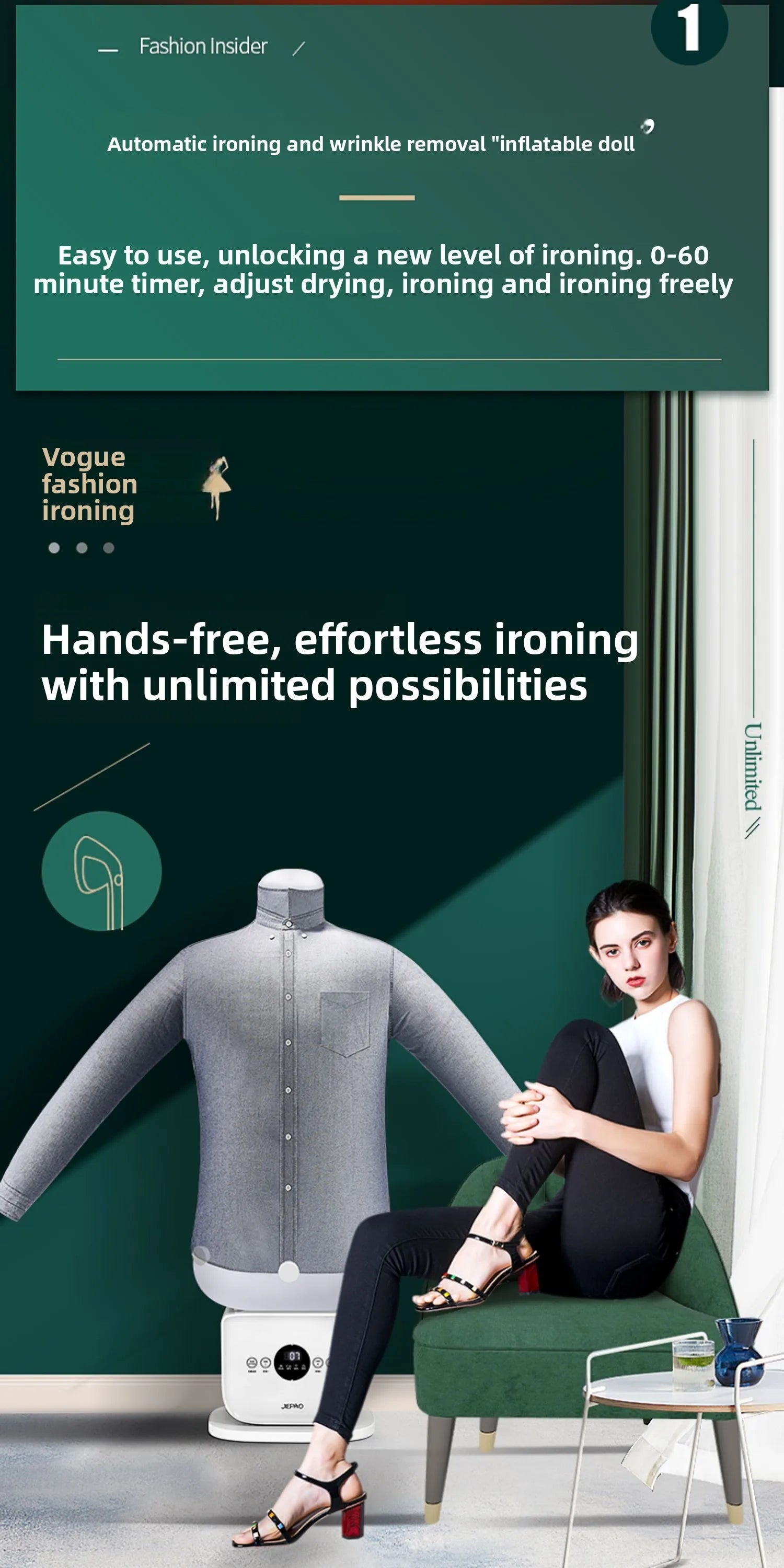 Fully Automatic Human-Shaped Garment Steamer Iron Wrinkle Removal Clothes Care Machine Magic Dryer Shirt Garment Machine