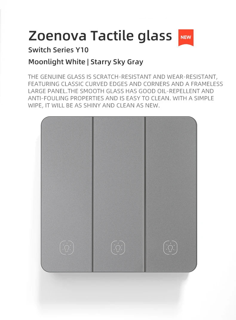 Tuya Smart WiFi Smart Light Switches glass panel No Neutral Wire No capacitor required Remote control Support Alexa Google Home
