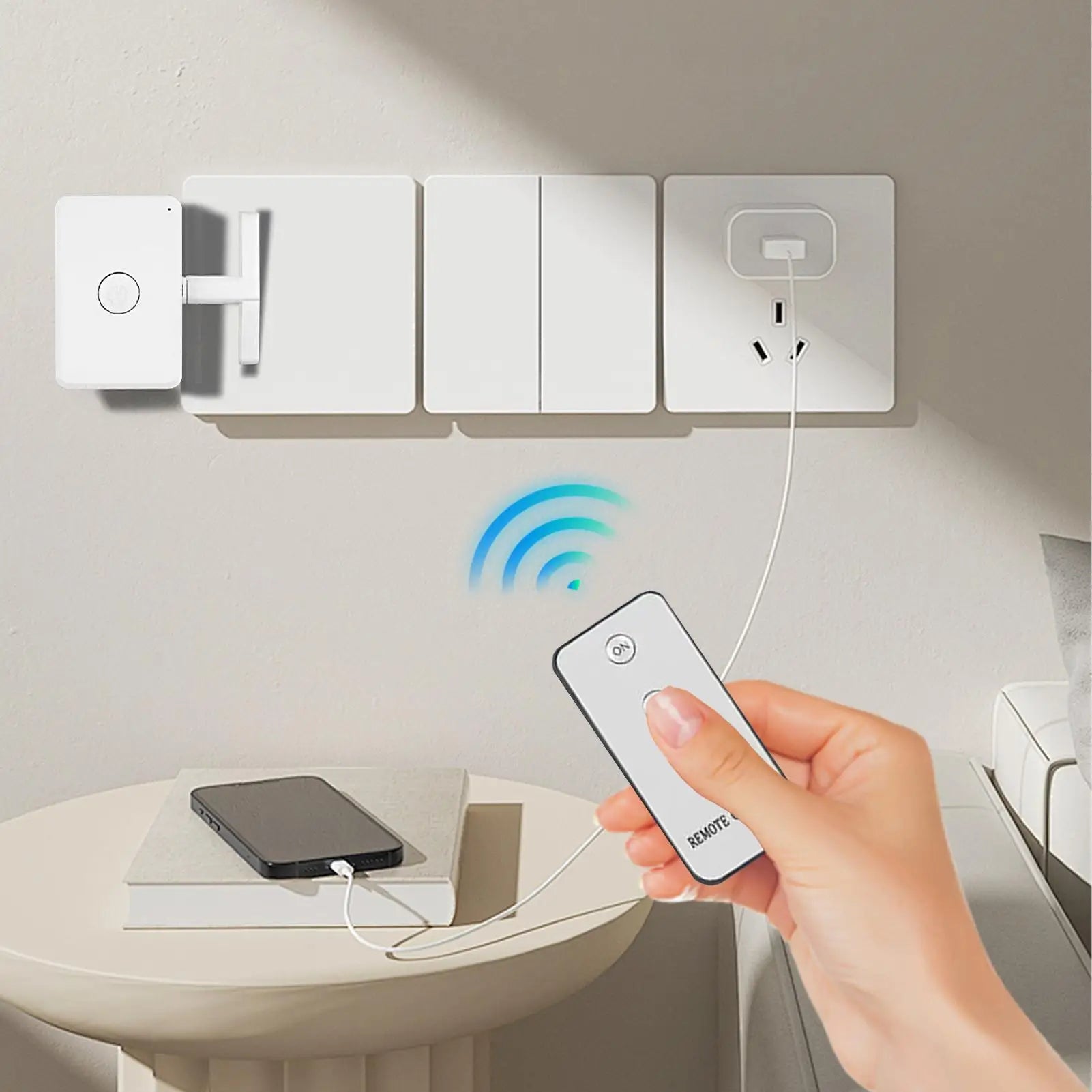Smart Home Button Wireless Smart Buttons No Wiring Required 10 Meters Remote Control Light for Door Wall Dormitory Fan Home