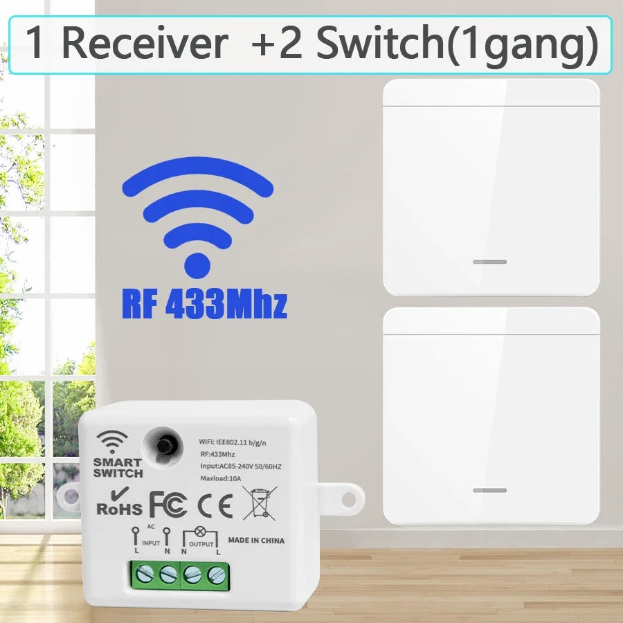 Wireless Smart Switch Light 433MHz 1/2/3Gang 86 Wall Panel Switch with Remote Control Interruptor 10A 110V 220V For LED Lamp