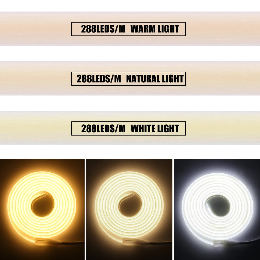 220V Smart COB Strip LED Neon Light 10M 20M 30M 288Leds/m WIFI Bluetooth Dimmable Tape IP67 Waterproof Rope For Room Outdoor