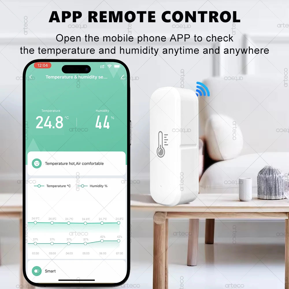 Smart ZigBee Temperature And Humidity Sensor App Monitoring Indoor Mini Hygrometer Thermometer Works With Alexa Home Assistant