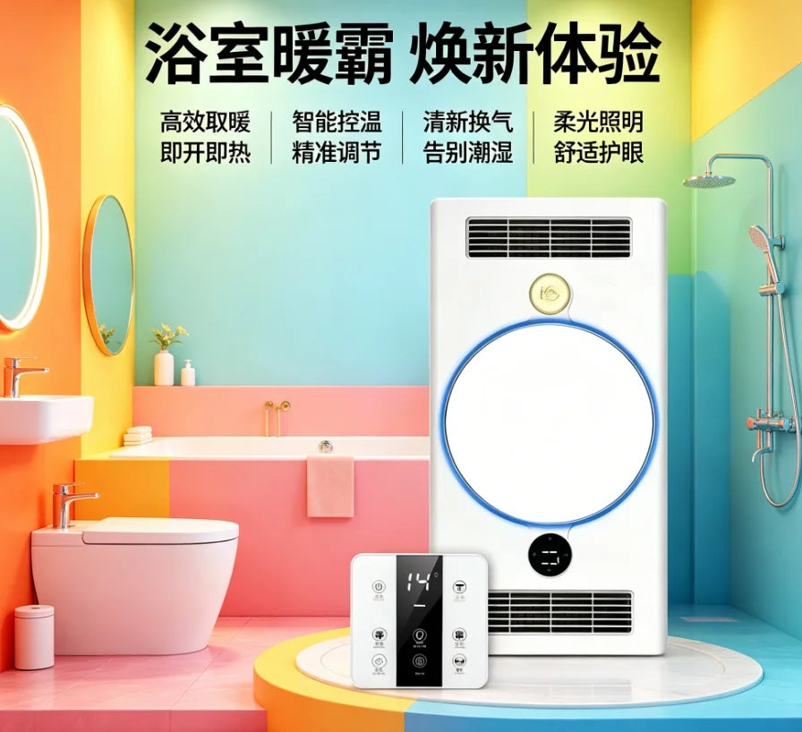 220V Smart Touch Wind Heating Bathroom Heater, 3-in-1 Integrated Ceiling Exhaust Fan & Light LYH