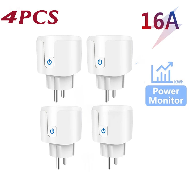 TUYA Smart Plug WiFi Socket EU 16A/20A With Power Monitor Timing Function Voice Control Works With Alexa Google Home