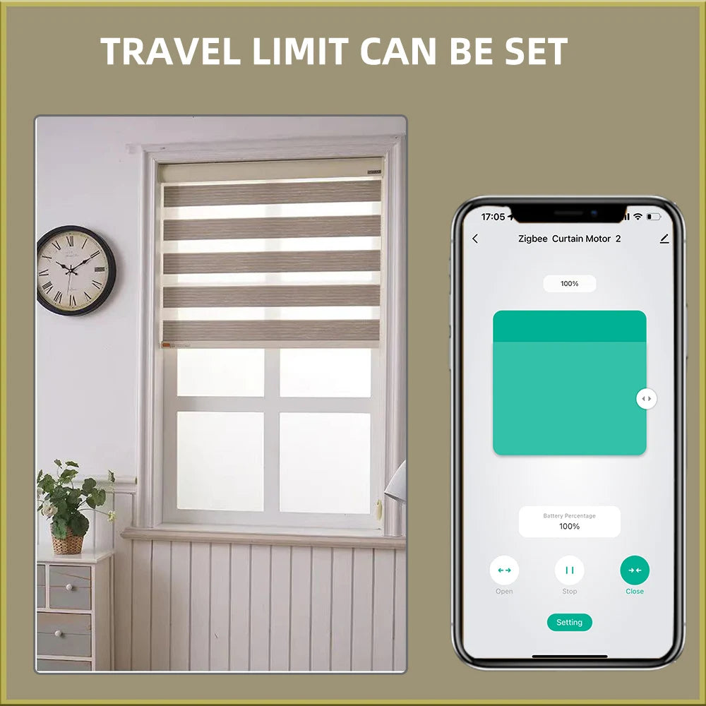 LifeLibero Tuya Zigbee Battery Window Blinds Smart Curtains Motor Roller Blind Automatic Wire Free Tubular Blind For37 38mm Tube