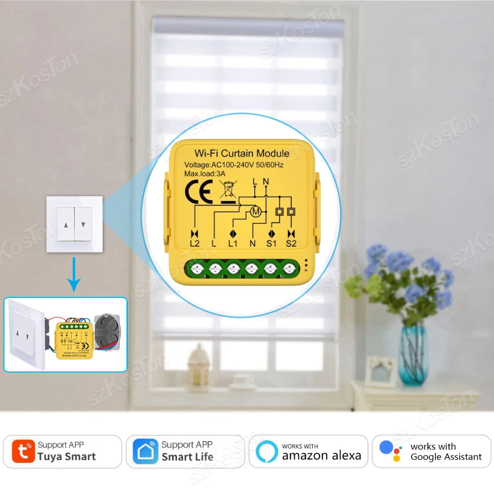Tuya WiFi Zigbee3.0 Smart Curtain Switch Module Roller Shutter Motor Controller Switch Smart Life APP Works with Alexa Google
