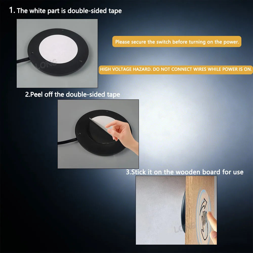 Touch Switch Sensor AC220V LED Cabinet Closet No-Drilling Penetrating Wood Panel Hidden Touch Sensor For Wardrobe Cupboard