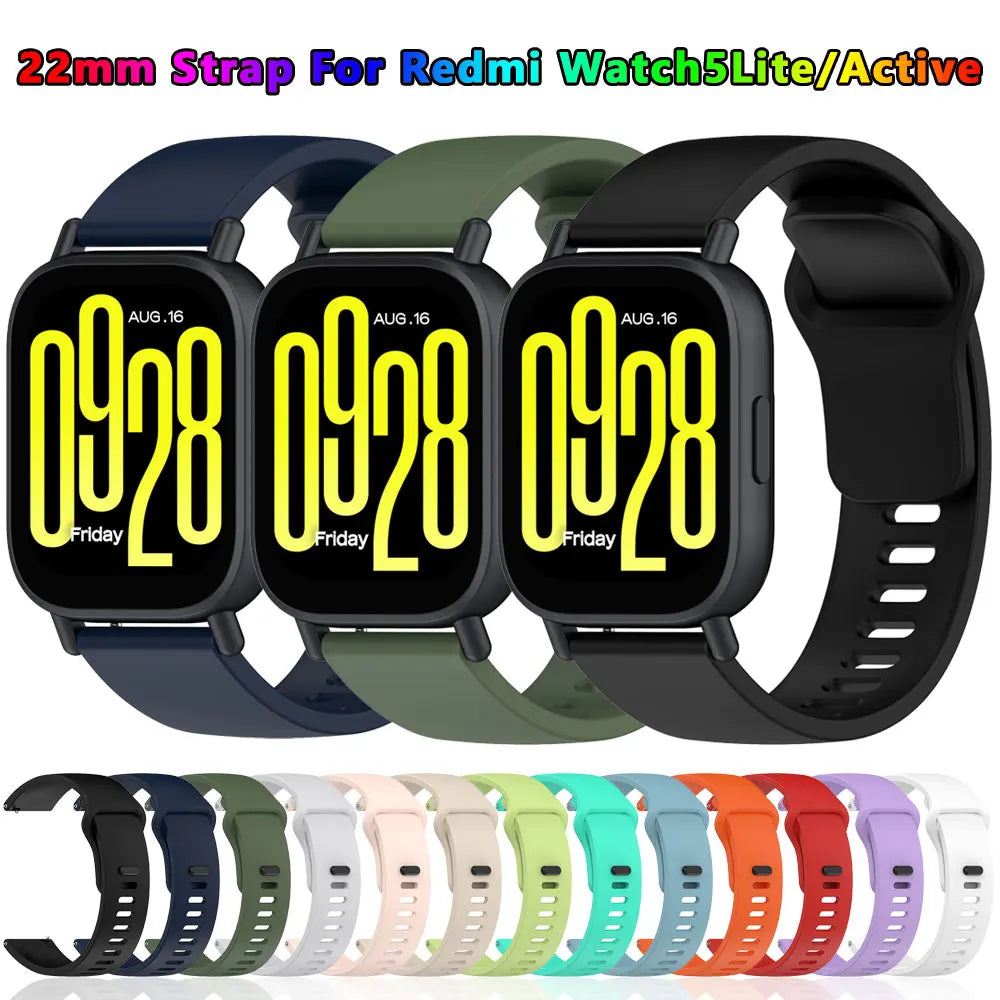 Official Watchband For Redmi Watch 5 Active 22mm Watch Silicone Bracelet Wristbands For Xiaomi Redmi Watch5 Lite Strap