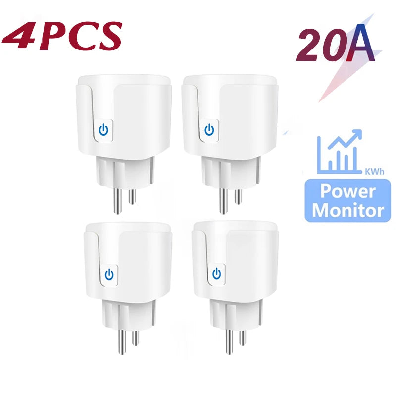TUYA Smart Plug WiFi Socket EU 16A/20A With Power Monitor Timing Function Voice Control Works With Alexa Google Home
