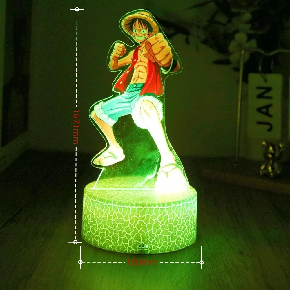 LED Night Light Anime Figure One Piece Luffy Zoro Figures Lamp PVC Action Collection Bedside Table Decoration Kid Christmas Gift