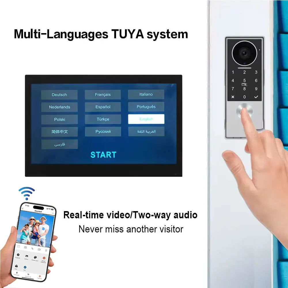 2-Wire Smart Video intercom doorbell 5G WiFi 7/10 inch Touch Screen 1080P Rainproof Camera Password Video Doorphone 5in1 Unlock