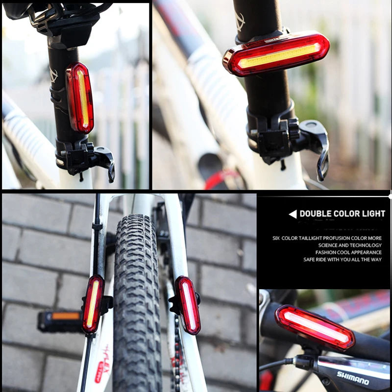 Bike Taillight COB  Bicycle Rear Light With 6 Modes USB Rechargeable Mtb LED Warning Tail Lamp Cycling Accessories