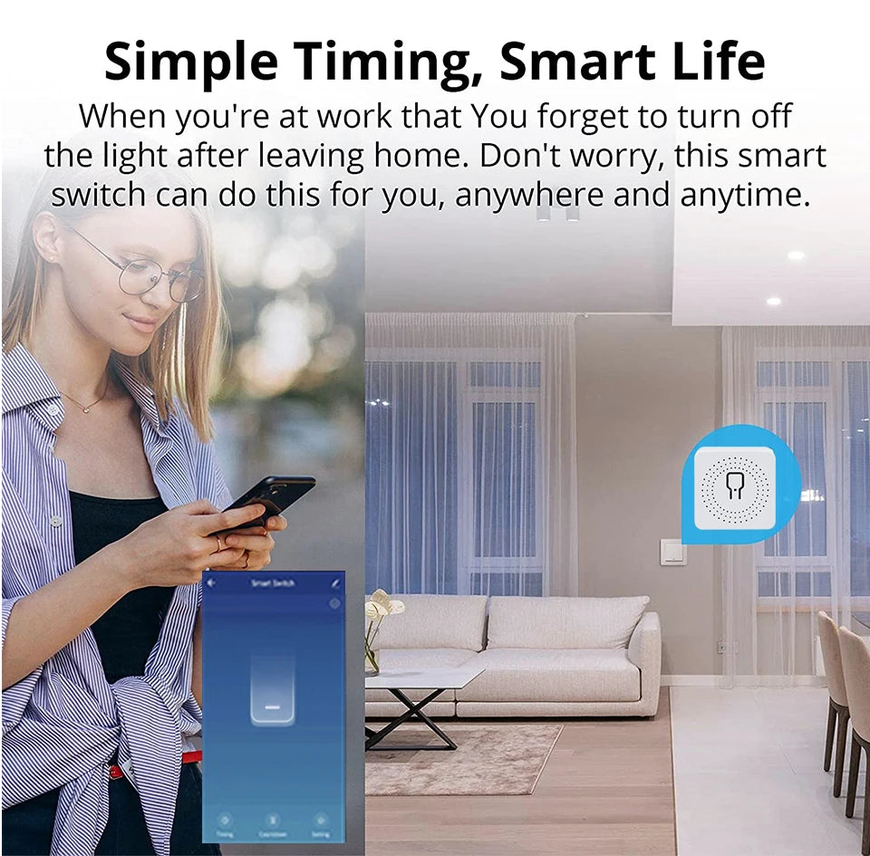16A 20A Tuya WiFi Smart Switch 2-way Control Mini Smart Breaker Work With Smart Life Alexa Google Home Alice