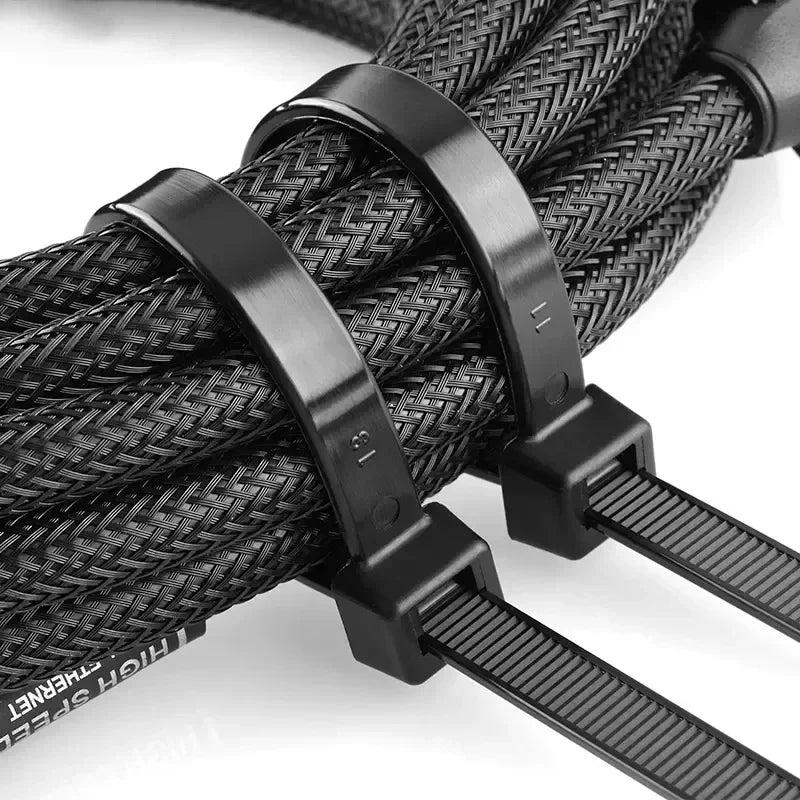 Bulk Self-Locking Nylon Cable Ties 5x200mm 500mm Black | Heavy Duty Weatherproof Zip Ties for Home/Factory Use
