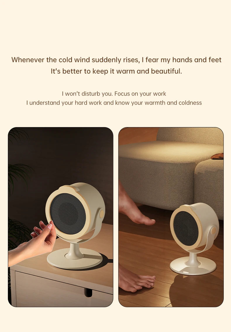 500W Electric Heater Quick Heating Compact 90° Adjustable Angle Portable Desktop Heater Silent Energy Efficient For Home Office